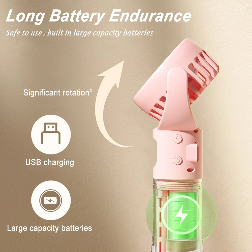 Portable Water Mist Fan Mini Handheld Fan USB Charging 4 Speeds Hanging Neck Spray Fans Portable Personal Hand Held Small Fan