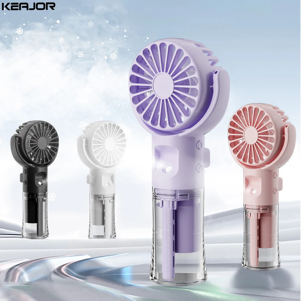 Portable Water Mist Fan Mini Handheld Fan USB Charging 4 Speeds Hanging Neck Spray Fans Portable Personal Hand Held Small Fan